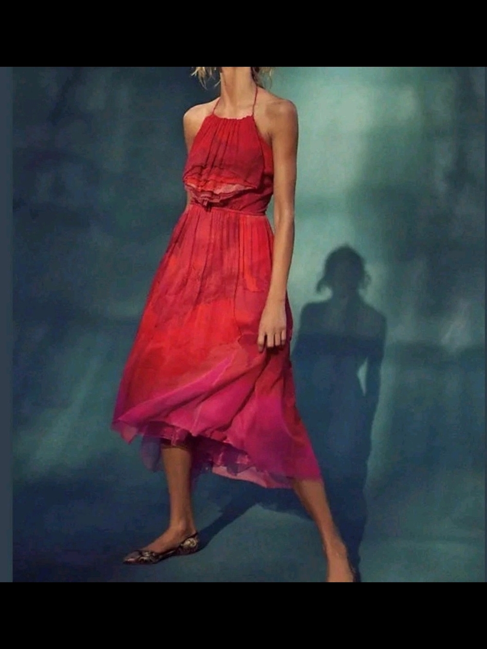NWT Anthropologie Tracy Reese Cascade Dress Size 0 Ombre Midi Halter Party